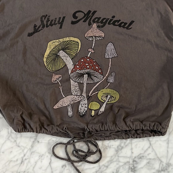 Mushroom Print Women Short Sleeve Crop Tee T-Shirt - Picture 2 of 5